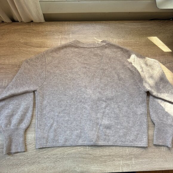 Reformation Varenne Cashmere Cardigan Sweater Oatmeal Tan Brown Medium - Picture 5 of 11